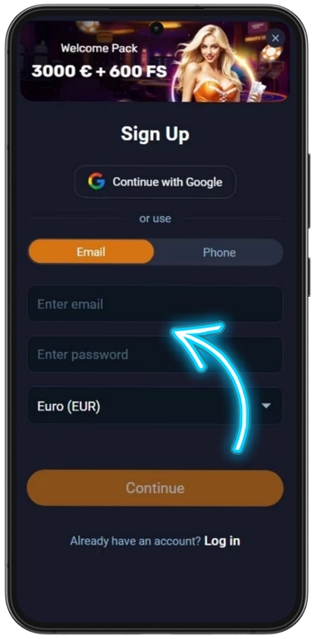 Registracija računa v Vox Casino